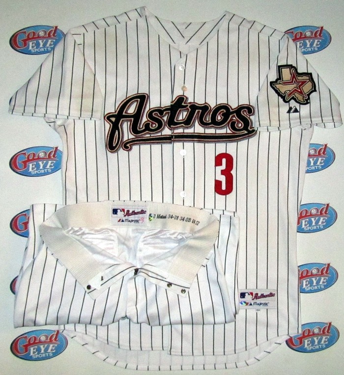 松井稼頭央2009年アストロズ【HOUSTON ASTROS】実使用ピンストライプ版ホームジャージ＋ズボンセット