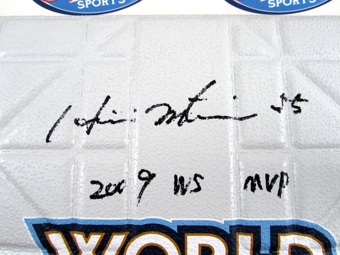 松井秀喜直筆サイン＋2009 WS MVP書き込み入り2009年ワールドシリーズ優勝試合未使用ベース
